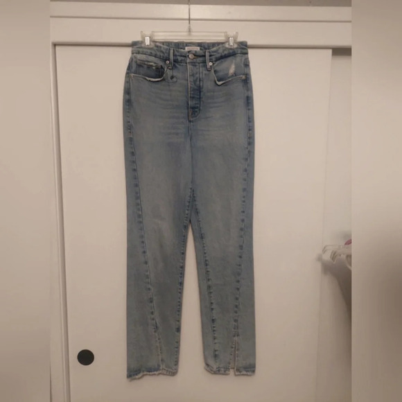 New Good American Good Boy split hem jeans size 4/27 - Picture 3 of 9